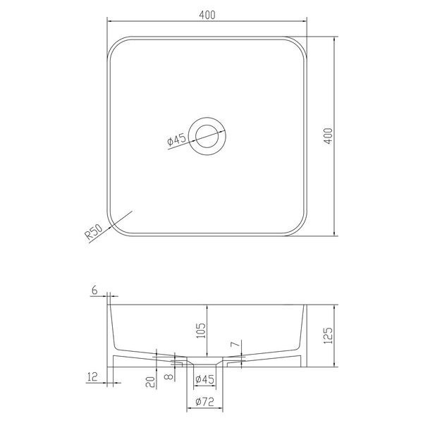 Умывальник накладной каменный Volle Solid surface 40*40*12,5 см 13-40-210 13-40-210 фото