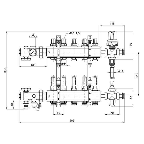 Коллекторная группа Icma №K0111 на 5 выходов с расходомерами SD00005140 фото