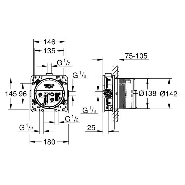 Прихована частина змішувача Grohe SmartBox Rapido 35600000 35600000 фото