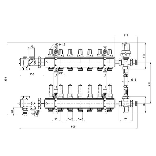 Коллекторная группа Icma №K0111 на 7 выходов с расходомерами SD00005142 фото