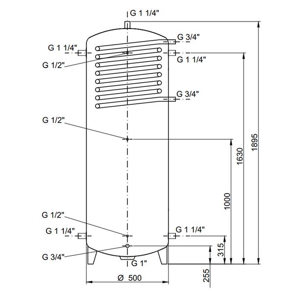 Теплоаккумулятор Thermo Alliance TAI-10 350 с теплообменником 1,4 кв. м без изоляции SD00046650 фото