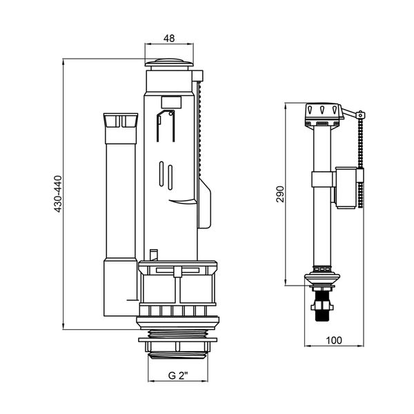 Комплект арматуры для бачка унитаза Qtap WDI 3/6L CHR SD00050775 фото