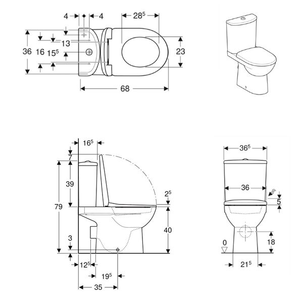 Унитаз напольный Geberit Selnova Rimfree 501.753.00.1 501.753.00.1 фото