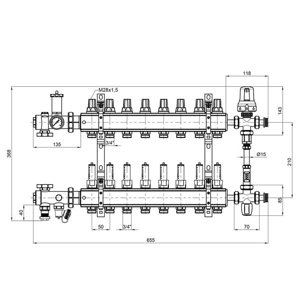 Коллекторная группа Icma №K0111 на 8 выходов с расходомерами SD00005143 фото