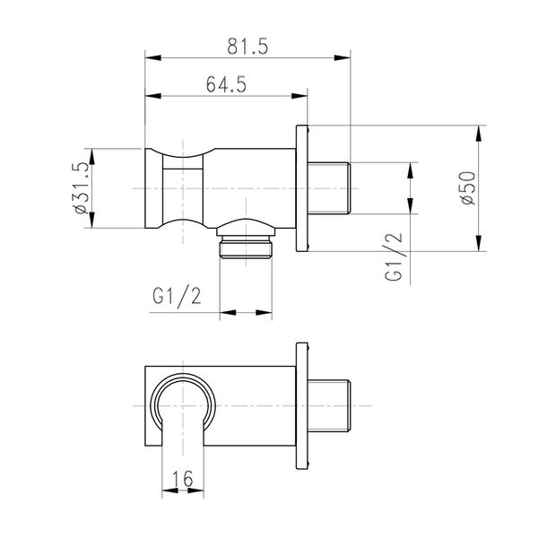 Підключення з тримачем Qtap Spojeni кругле Chrome SD00035718 фото