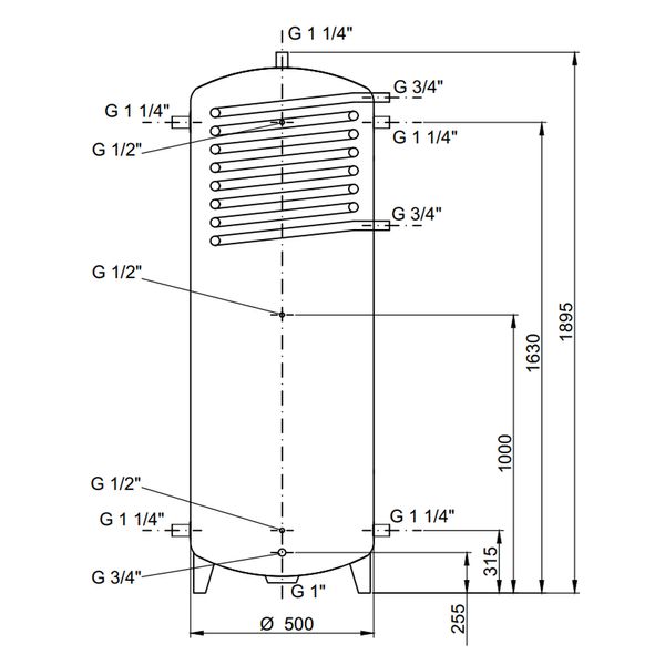 Теплоакумулятор Thermo Alliance TAI-10 350 з теплообмінником 1,4 кв. м без ізоляції SD00046651 фото