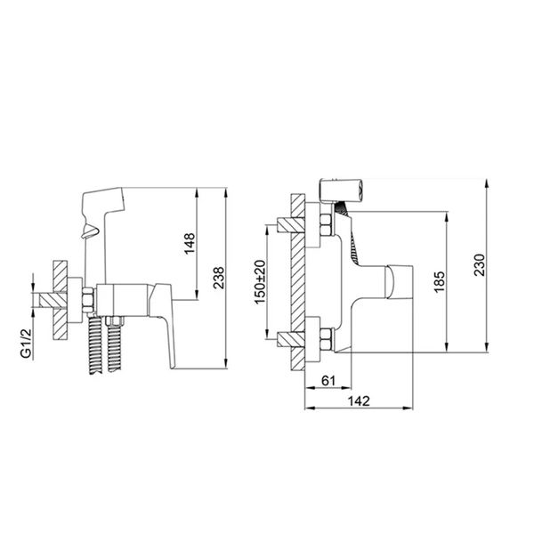 Гигиенический душ Frap F2071-6 черный F2071-6 фото