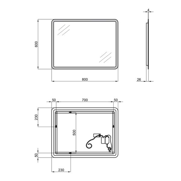 Дзеркало Qtap Tern 600x800 з LED-підсвічуванням Reverse SD00045762 фото