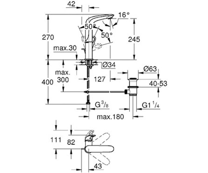 Змішувач для умивальника Grohe Eurostyle L-Size 23569003 23569003 фото