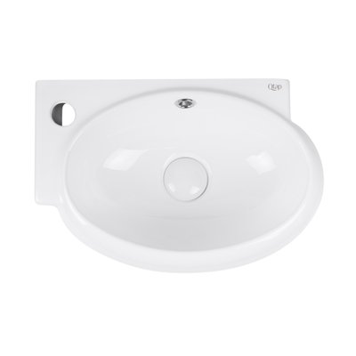 Раковина Qtap Leo 430x290x140 White с донным клапаном левая SD00043859 фото