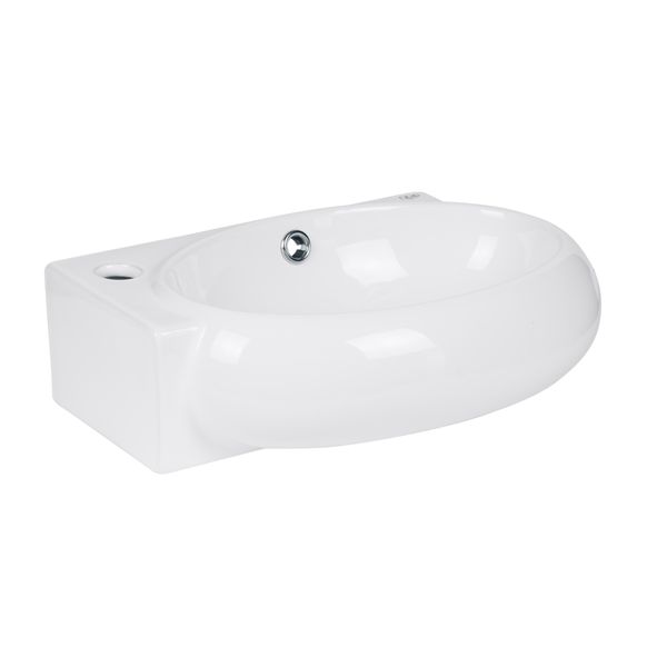 Раковина Qtap Leo 430x290x140 White с донным клапаном левая SD00043859 фото