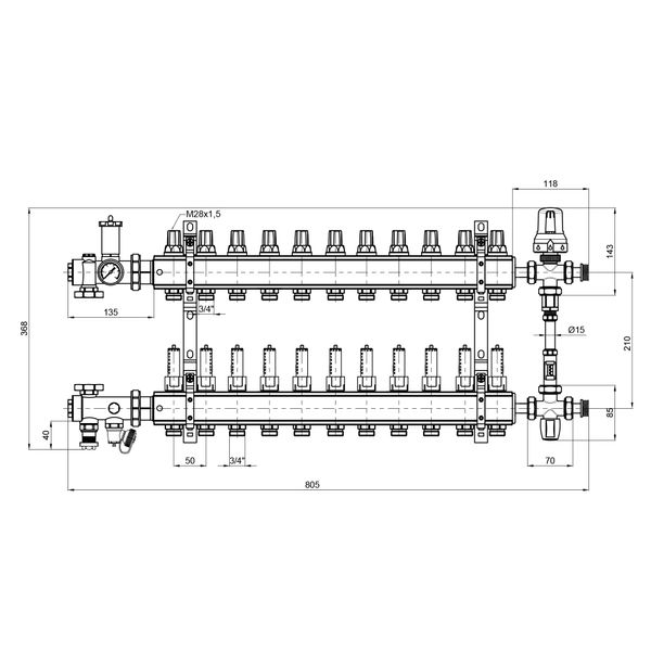 Коллекторная группа Icma №K0111 на 11 выходов с расходомерами SD00005146 фото