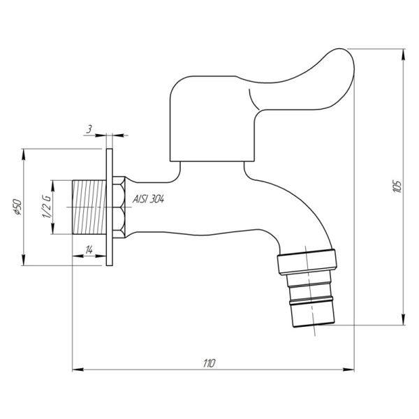 Кран поливочный Lidz Mono 12 1/2" Nickel SD00041031 фото