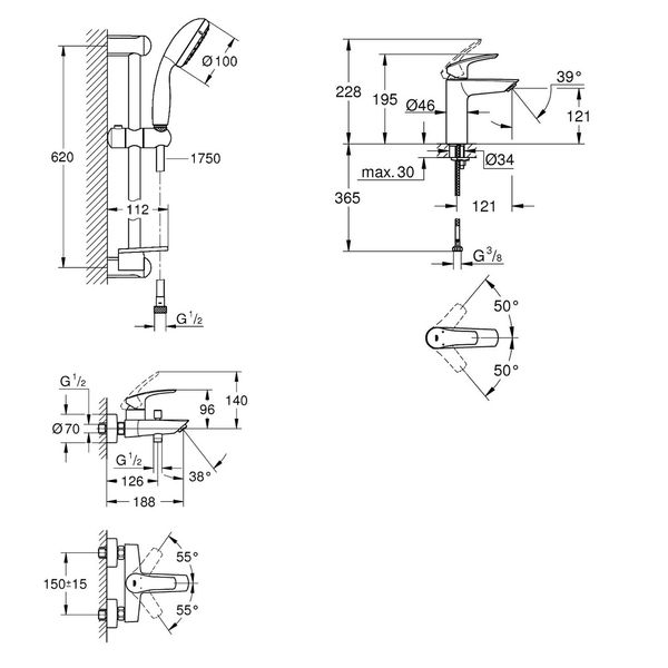 Набір змішувачів Grohe Eurosmart New UA123246M0 UA123246M0 фото