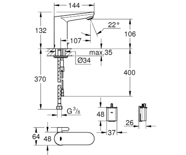 Смеситель для умывальника Grohe Eurosmart Cosmopolitan E инфракрасный 36327001 36327001 фото