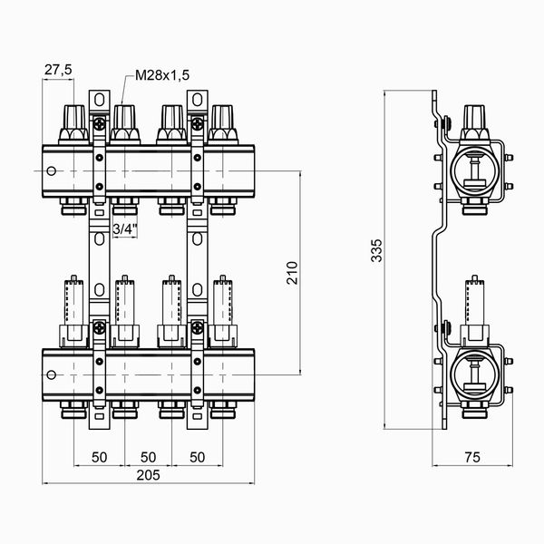 Коллектор Icma №K013 на 4 выхода с расходомерами SD00005233 фото