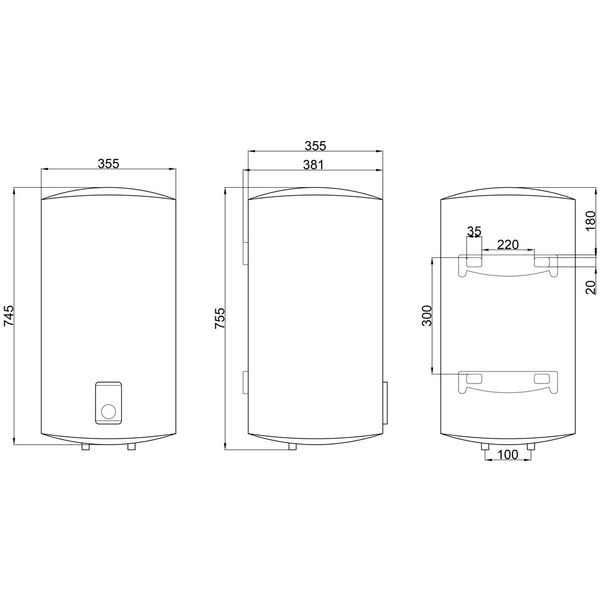 Бойлер Thermo Alliance 50 л Slim вертикальный 2,0 кВт (0,8+1,2) SD00042045 фото