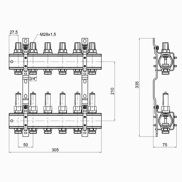 Колектор Icma №K013 на 6 виходів з витратомірами SD00005239 фото