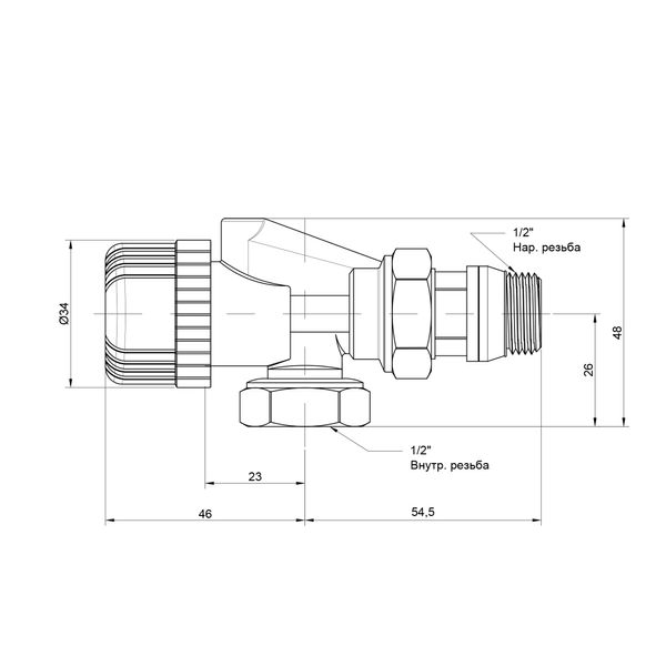 Вентиль термостатический 2-угловой Icma №878 1/2" (28х1,5) ВР SD00025616 фото