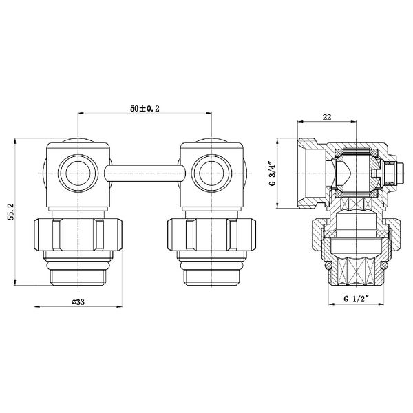 Кран шаровой SD Forte 3/4"х1/2" для радиатора нижний угловой SF250W15 SD00021147 фото