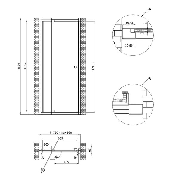 Душевая дверь Qtap Pisces 79-92х185 см стекло 5 мм SD00039721 фото