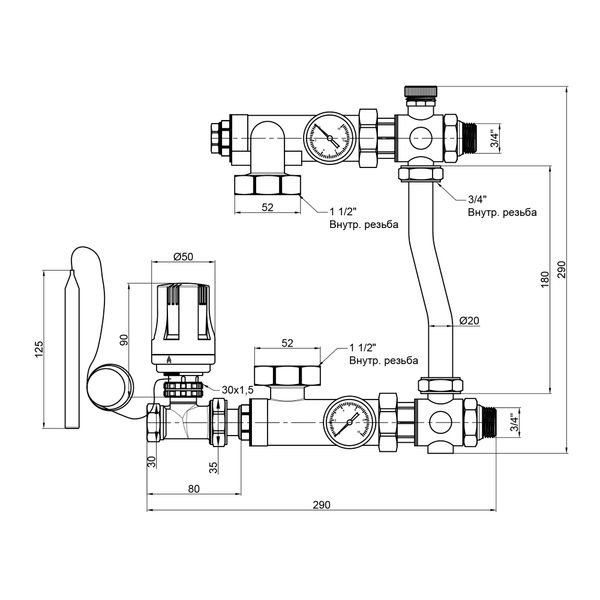 Змішувальна група SD Forte 1'' з байпасом SF003W25 SD00039974 фото