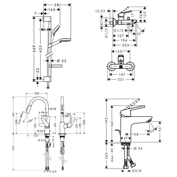 Набiр змiшувачiв Hansgrohe Logis Loop 1252019 1252019 фото