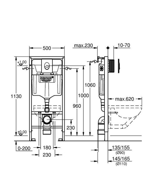 Инсталляция для унитаза Grohe Rapid SL (кнопка Skate Air белая) 38722001 38722001 фото