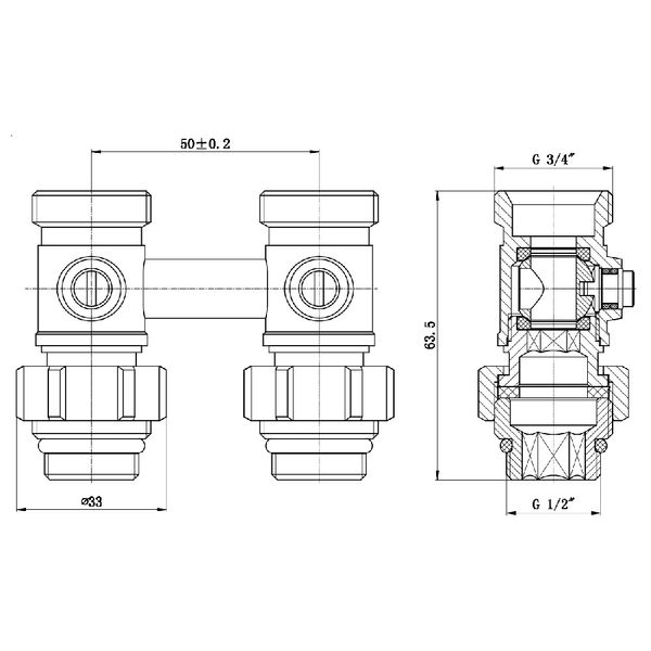 Кран кульовий SD Forte 3/4"х1/2" для радіатора нижній SF251W15 SD00021148 фото