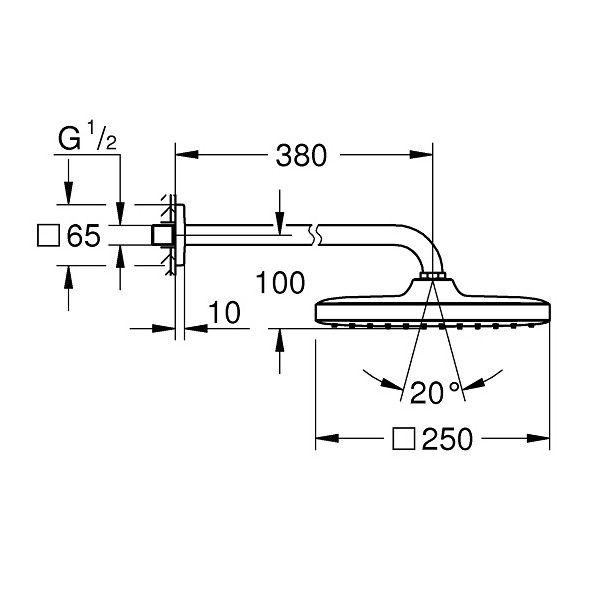 Верхній душ з кронштейном Grohe Tempesta 250 Cube 26687000 26687000 фото