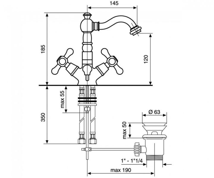 Смеситель для умывальника Emmevi Deco Old BR12615 бронза BR12615 фото