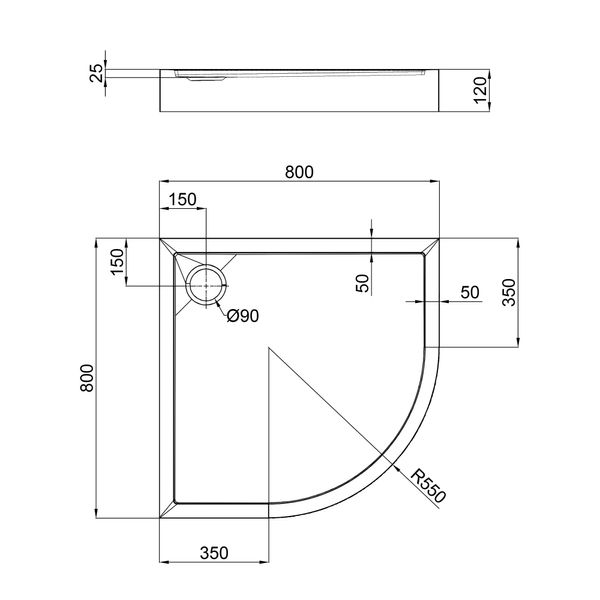 Душовий піддон Qtap Robin 80x80x12 см SD00046984 фото