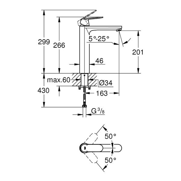 Змішувач для умивальника Grohe Eurosmart Cosmopolitan XL-Size 23921000 23921000 фото