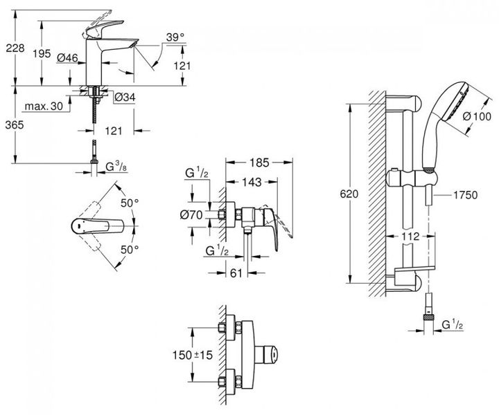 Набор смесителей Grohe Eurosmart New UA123244M0 UA123244M0 фото