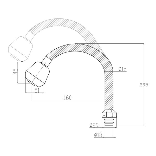 Излив для смесителя Lidz Niagara 260 16 см Chrome SD00041208 фото