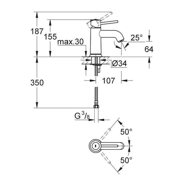 Смеситель для умывальника Grohe BauClassic S-Size 23162000 23162000 фото