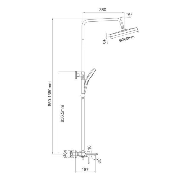 Душова система Gappo G2403-8 білий/хром G2403-8 фото